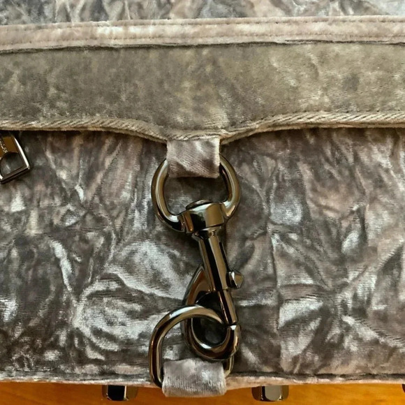 REBECCA MINKOFF Grey Studded Crushed Velvet Bag Whimsygoth Style - Picture 3 of 16